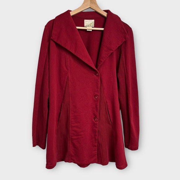 Lucky Brand Lotus Daria Button Wrap Jacket Coat Women’s Large Red Maroon - Picture 2 of 5